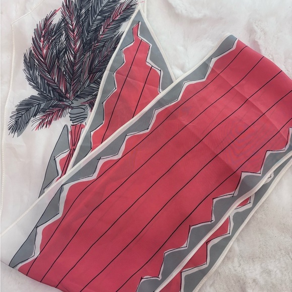 Chic Coral Pink and Gray Women's Scarf - Picture 2 of 3